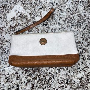 Michael Kors Medium Wristlet in White and Camel